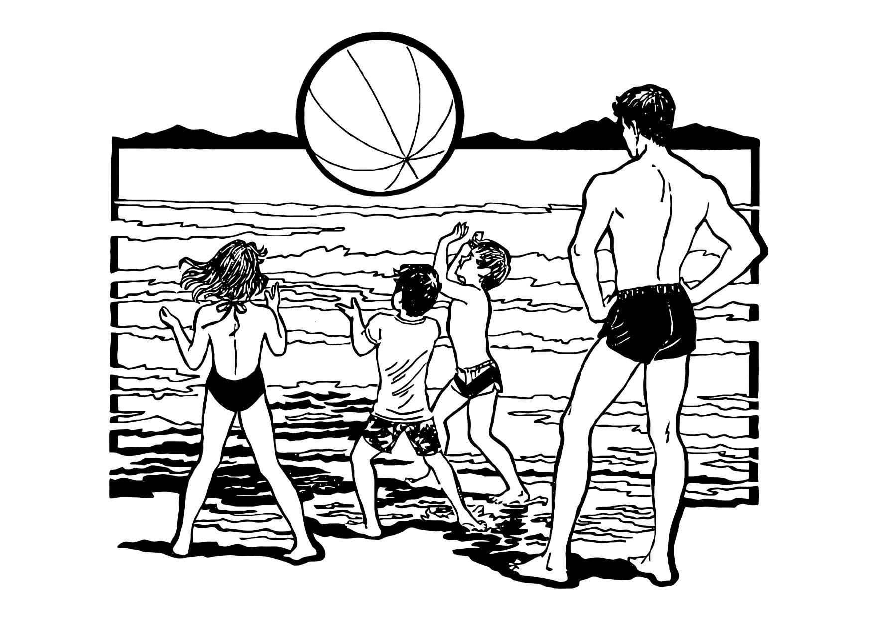 jugar en la playa Dibujo para colorear jugar en la playa