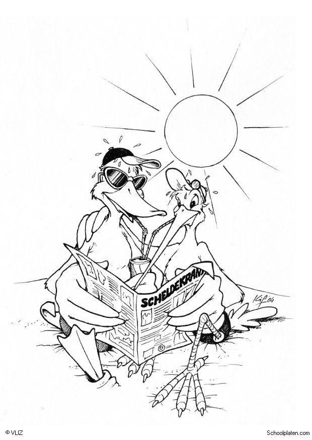 Dibujo para colorear juntos en la playa