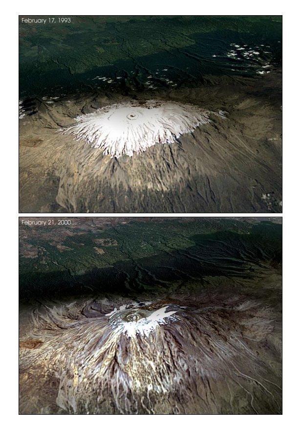 kilimanjaro: calentamiento de la tierra,lglaciar 1993 y 2000 Foto kilimanjaro: calentamiento de la tierra,lglaciar 1993 y 2000