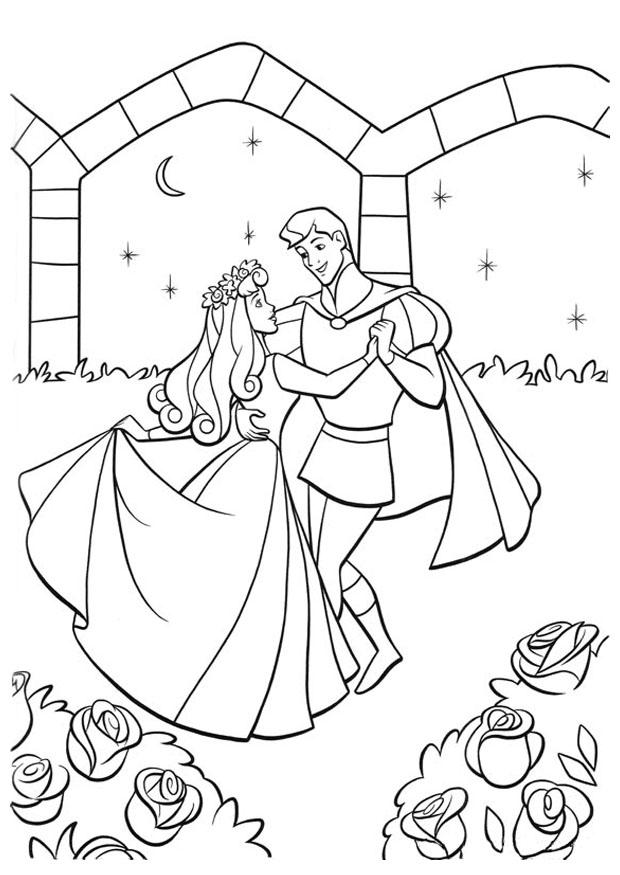 la bella durmiente del bosque con el prAncipe Dibujo para colorear la bella durmiente del bosque con el prAncipe