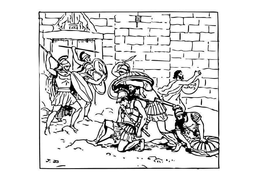 Dibujo para colorear la muerte de aquiles