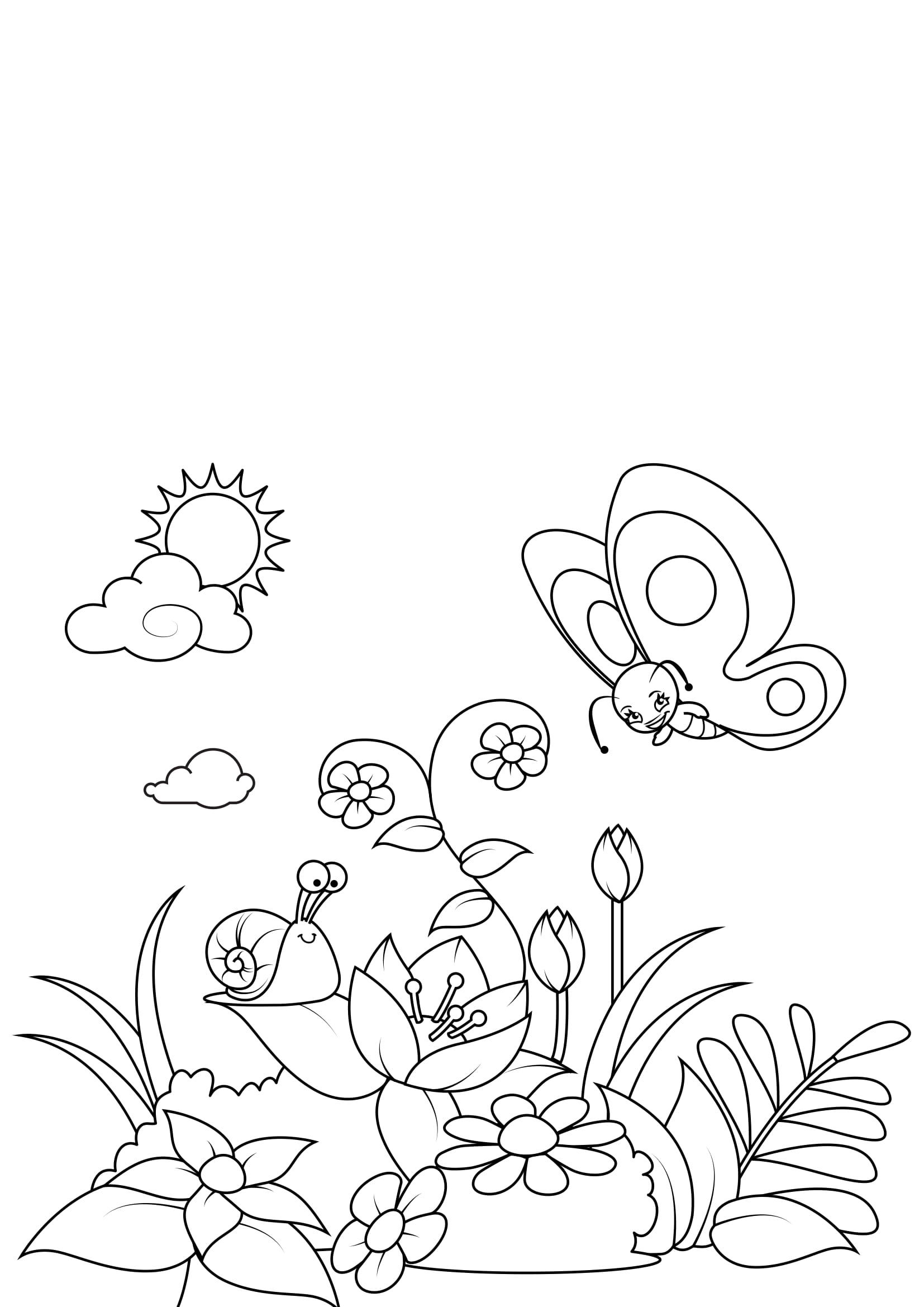 la primavera Dibujo para colorear la primavera