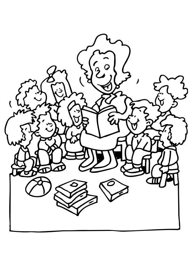 la profesora explica Dibujo para colorear la profesora explica