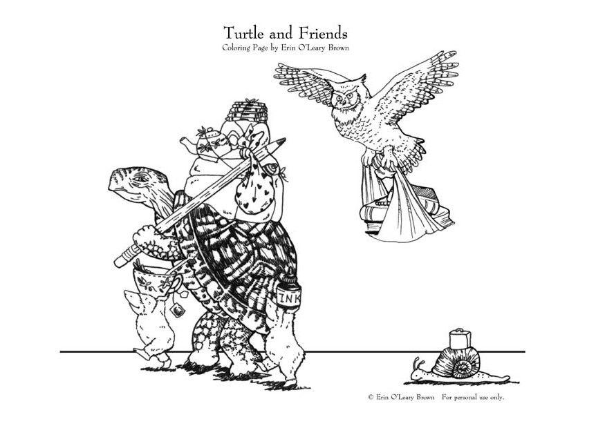 Dibujo para colorear la tortuga ysus amigos