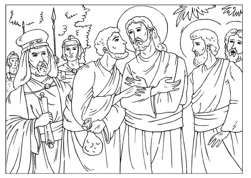 Dibujo para colorear la traiciA³n de judas