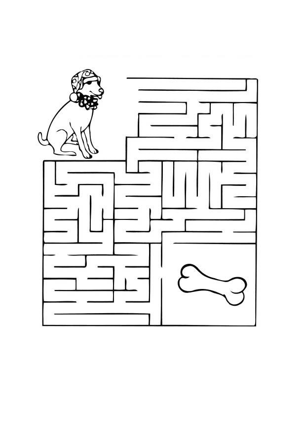 laberinto de perro Dibujo para colorear laberinto de perro