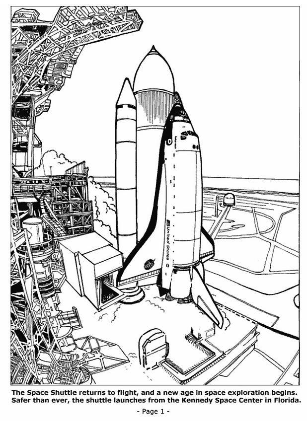 Dibujo para colorear lanzamiento de nave espacial