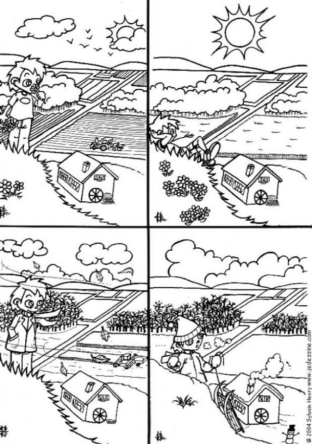 Dibujo para colorear las 4 estaciones