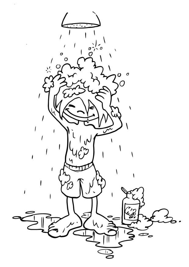 lavarse el pelo Dibujo para colorear lavarse el pelo