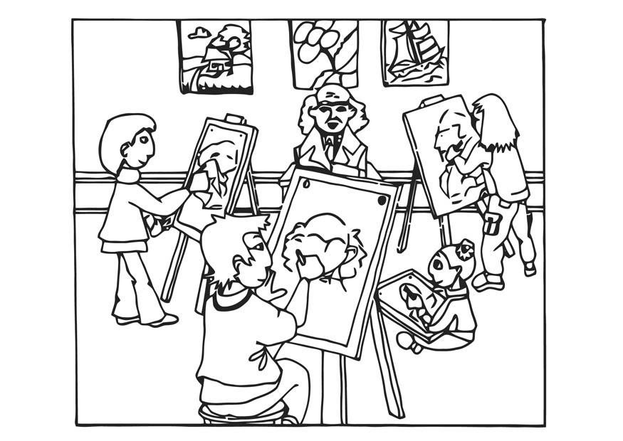 Dibujo para colorear lecciones de pintura