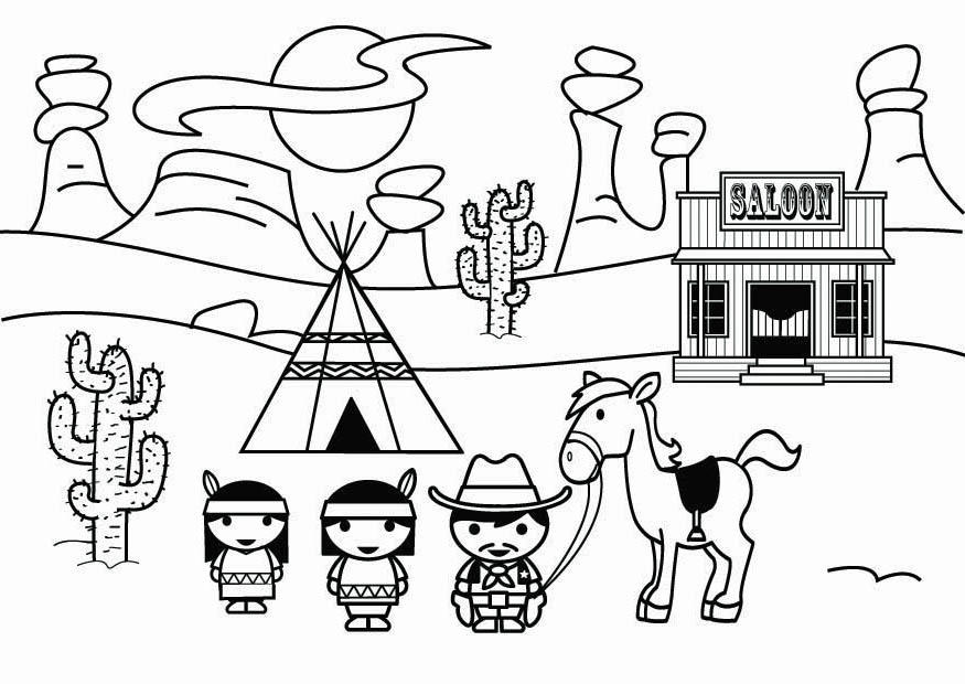 Dibujo para colorear lejano oeste 