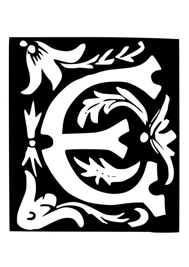 letra decorativa - e Dibujo para colorear letra decorativa - e