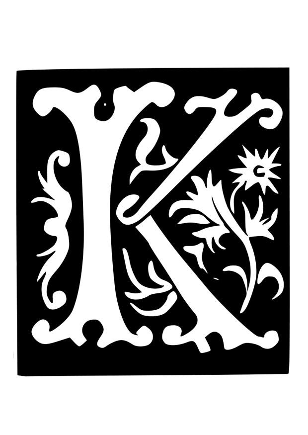 letra decorativa - k Dibujo para colorear letra decorativa - k