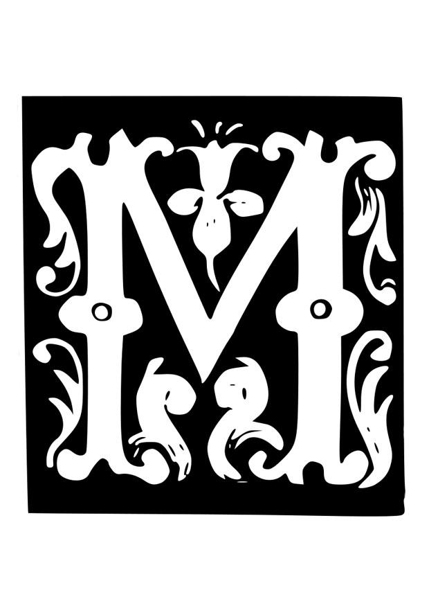 letra decorativa - m Dibujo para colorear letra decorativa - m