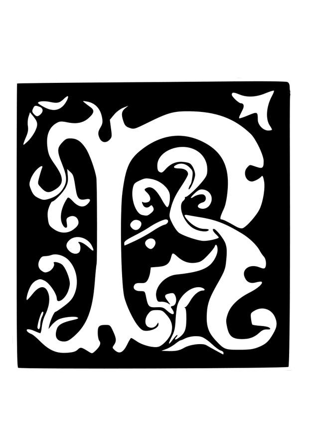 letra decorativa - r Dibujo para colorear letra decorativa - r