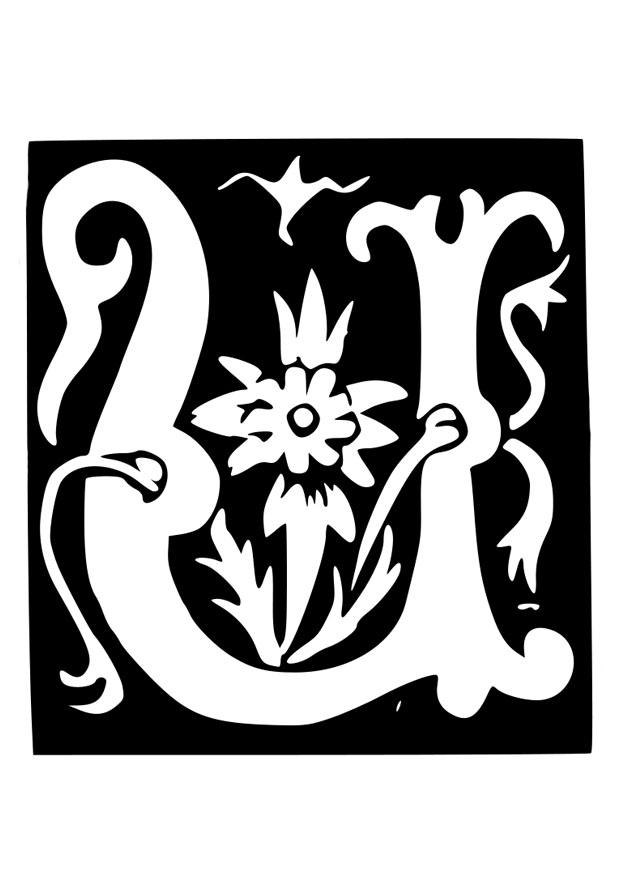 Dibujo para colorear letra decorativa - u