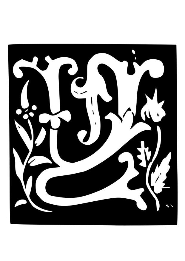 letra decorativa - w Dibujo para colorear letra decorativa - w