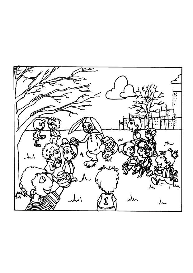 Dibujo para colorear liebre de pascua