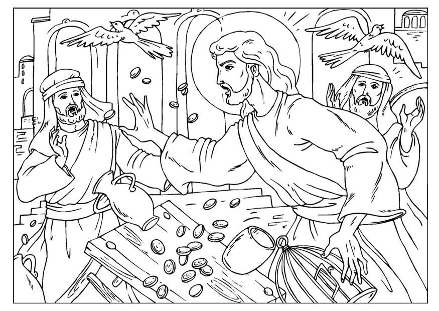 limpieza del templo Dibujo para colorear limpieza del templo