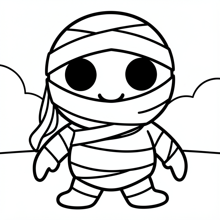 linda momia de halloween Dibujo para colorear linda momia de halloween