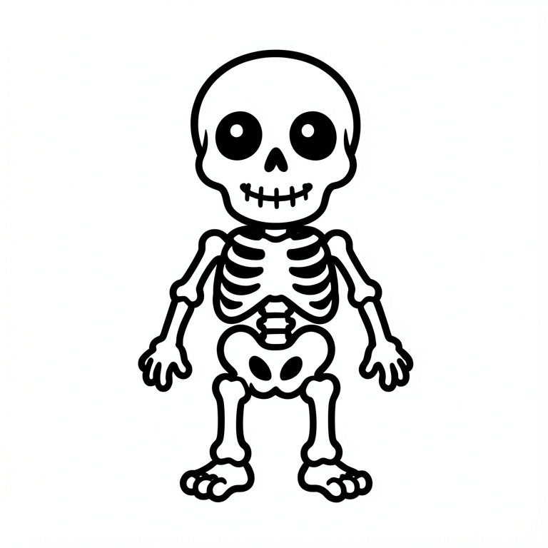 Dibujo para colorear lindo esqueleto de halloween