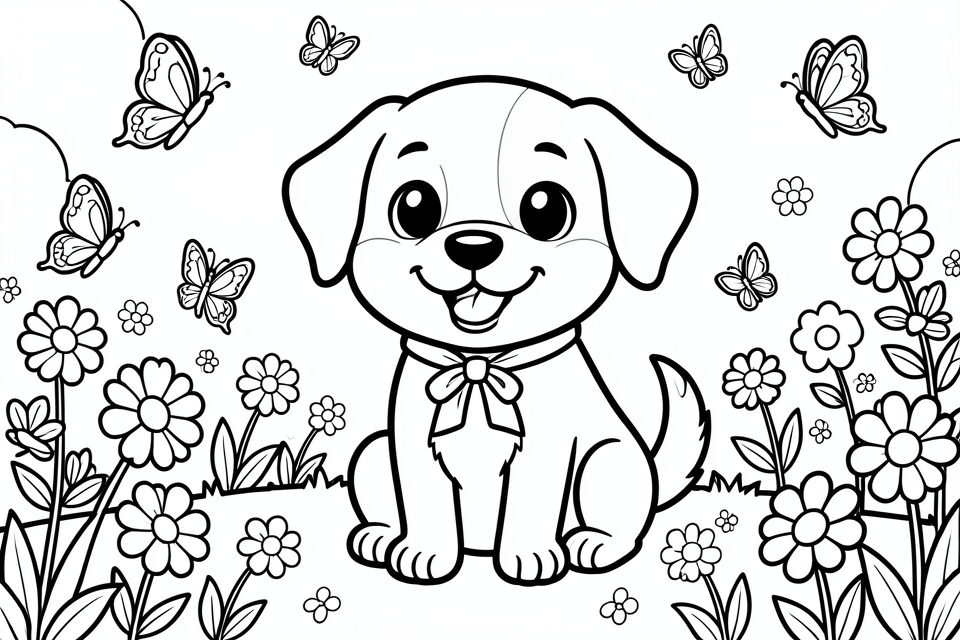 lindo perro en el jardAn Dibujo para colorear lindo perro en el jardAn