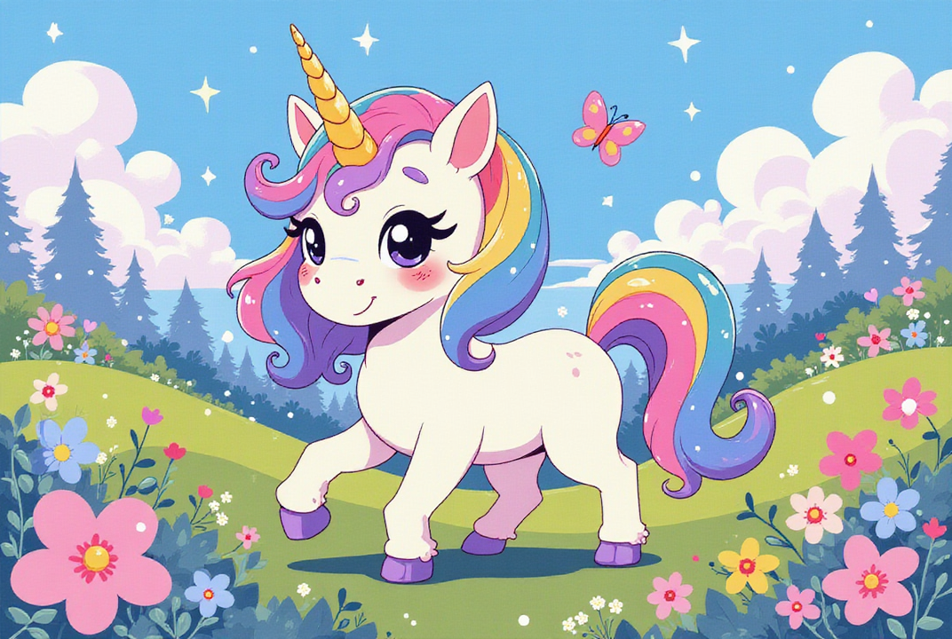 Imagen lindo unicornio en el bosque