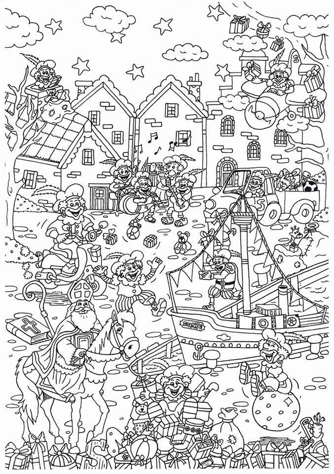 llegada sinterklaas Dibujo para colorear llegada sinterklaas