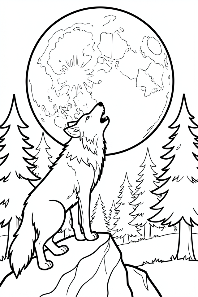 lobo aullando en una roca Dibujo para colorear lobo aullando en una roca