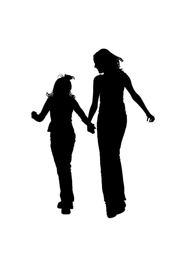 madre con hija Dibujo para colorear madre con hija