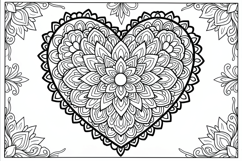 Dibujo para colorear mandala del corazA³n