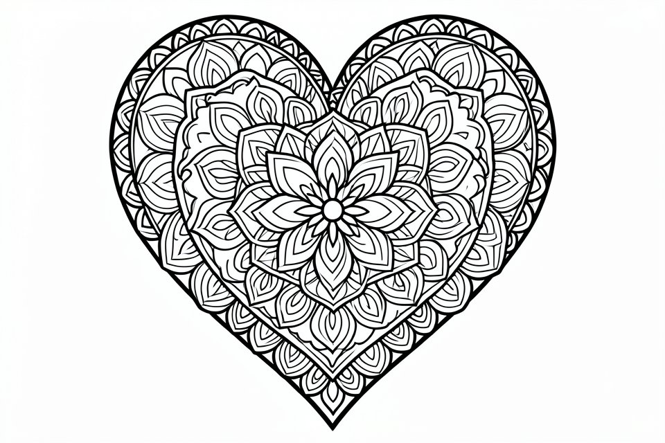 mandala del corazA³n Dibujo para colorear mandala del corazA³n