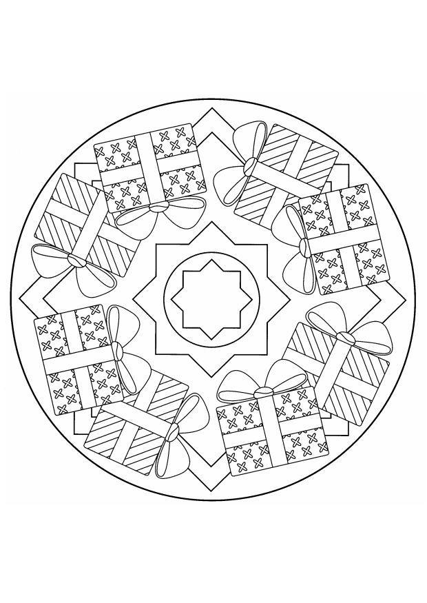 Dibujo para colorear mandala - navidad