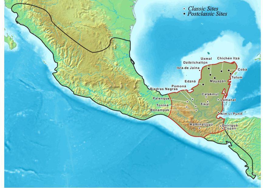 Imagen mapa de la civilizaciA³n maya
