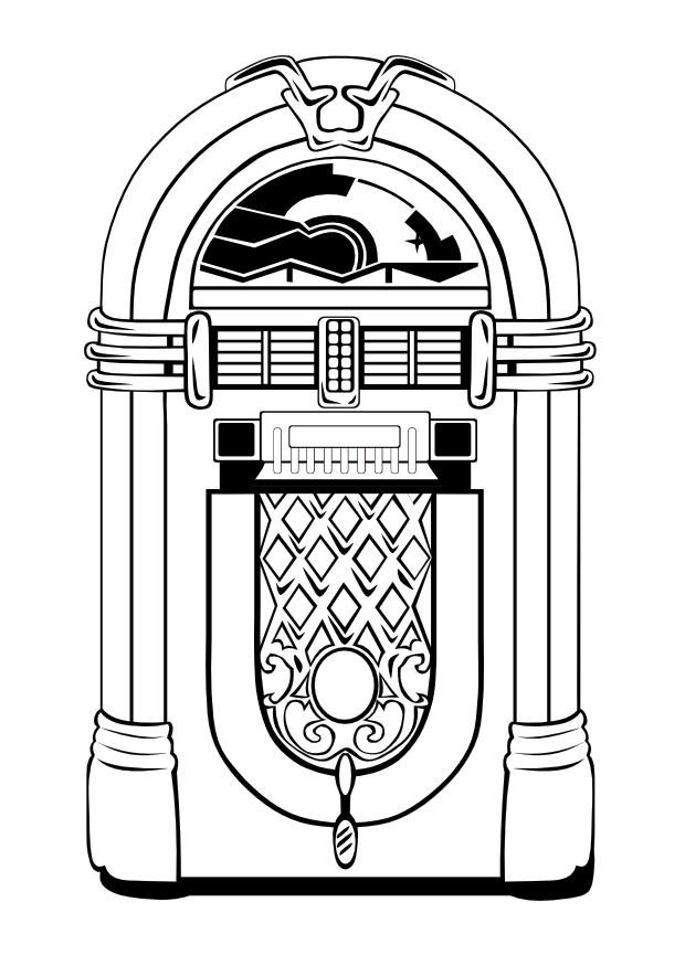 mA¡quina de discos de los cincuenta Dibujo para colorear mA¡quina de discos de los cincuenta