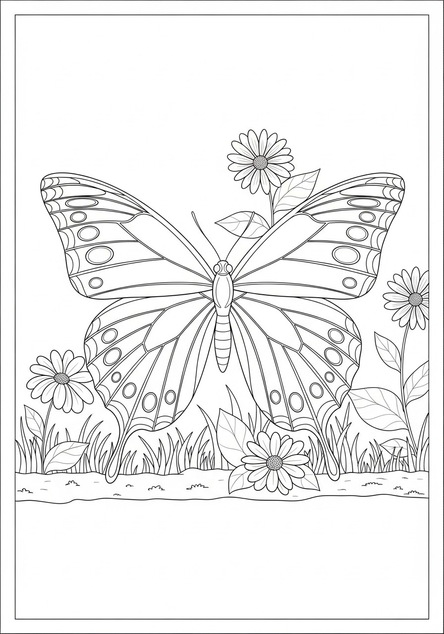 mariposa en el jardAn Dibujo para colorear mariposa en el jardAn
