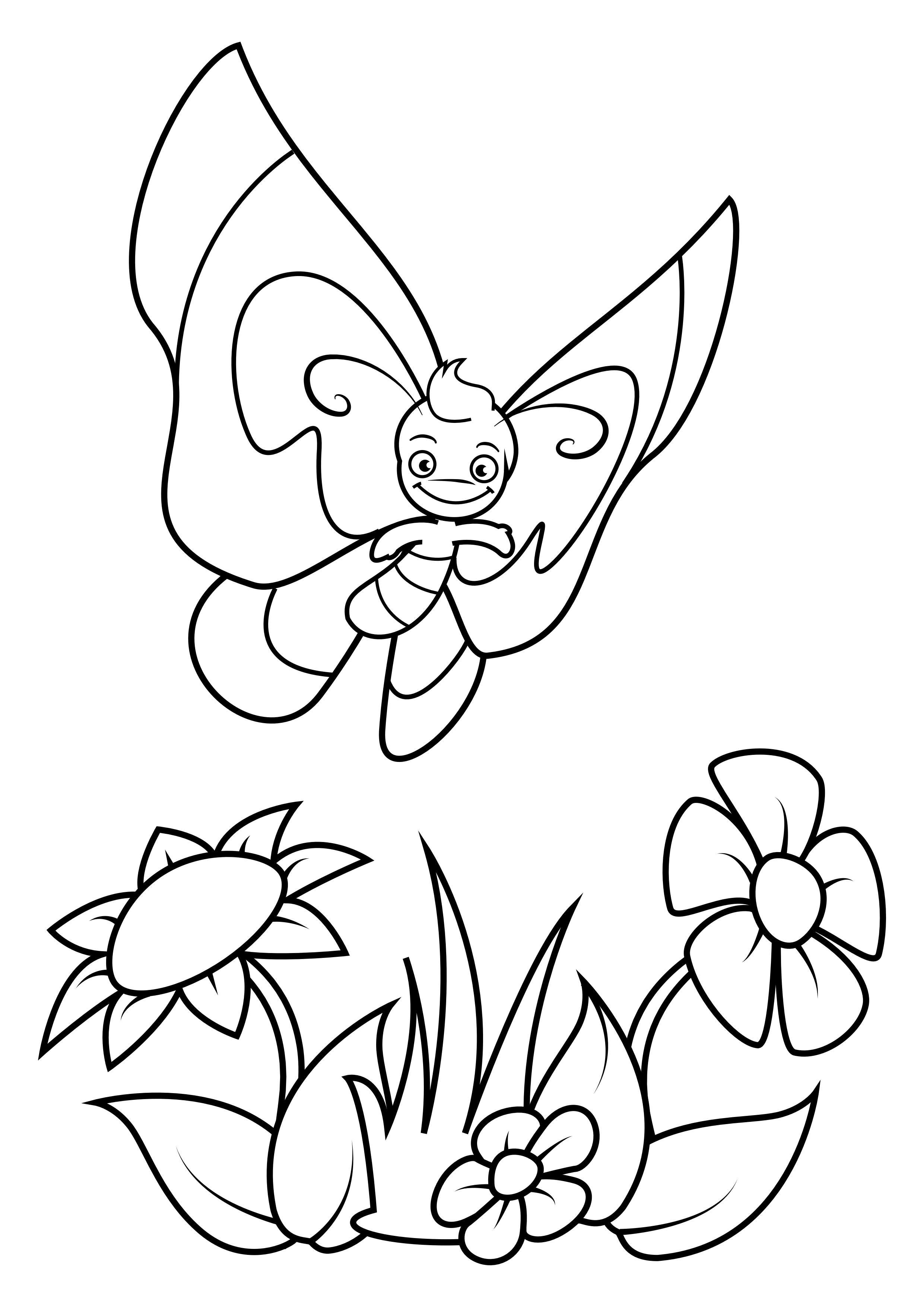 mariposa sobre flores Dibujo para colorear mariposa sobre flores