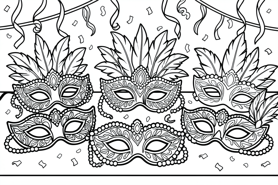 Dibujo para colorear mA¡scaras de carnaval