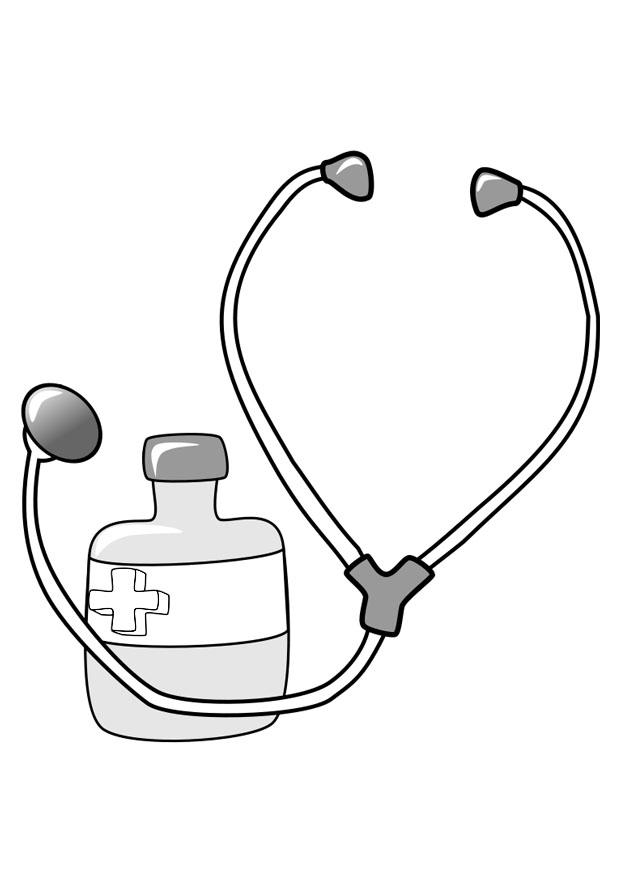 medicina y estetoscopio Dibujo para colorear medicina y estetoscopio