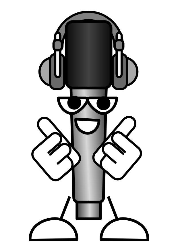 micrA³fono - escuchar mAºsica Dibujo para colorear micrA³fono - escuchar mAºsica