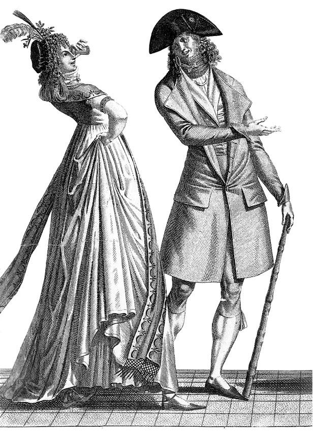 moda francesa 1793 Dibujo para colorear moda francesa 1793