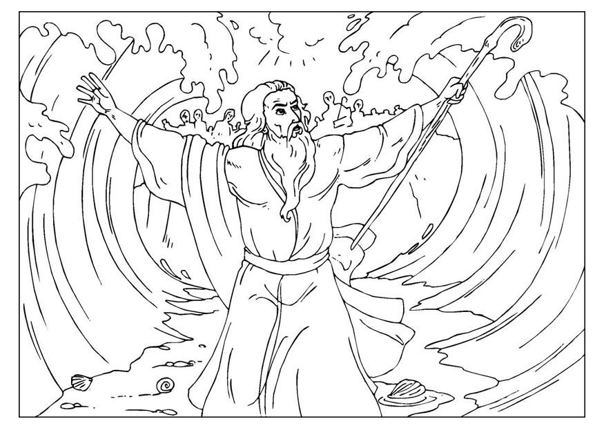 Dibujo para colorear moisA©s divide el mar
