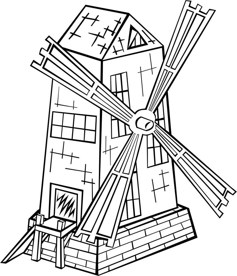 molino de viento Dibujo para colorear molino de viento