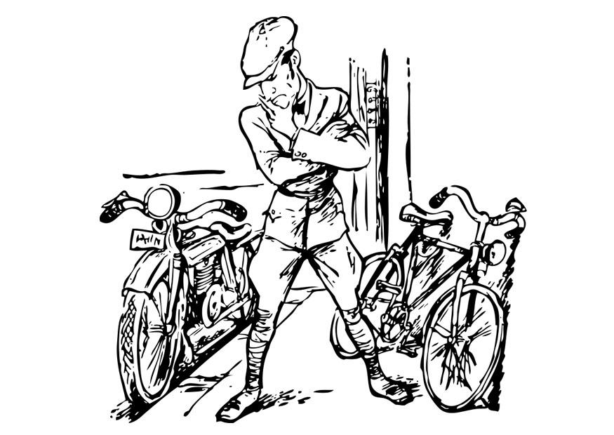 motocicleta y bicicleta Dibujo para colorear motocicleta y bicicleta
