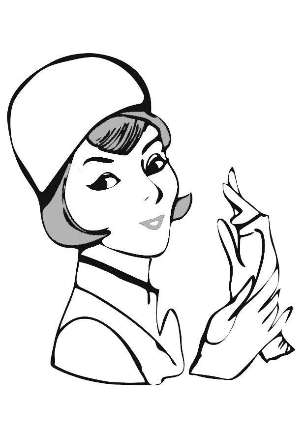 mujer con guantes Dibujo para colorear mujer con guantes