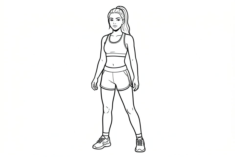 mujer con ropa deportiva Dibujo para colorear mujer con ropa deportiva