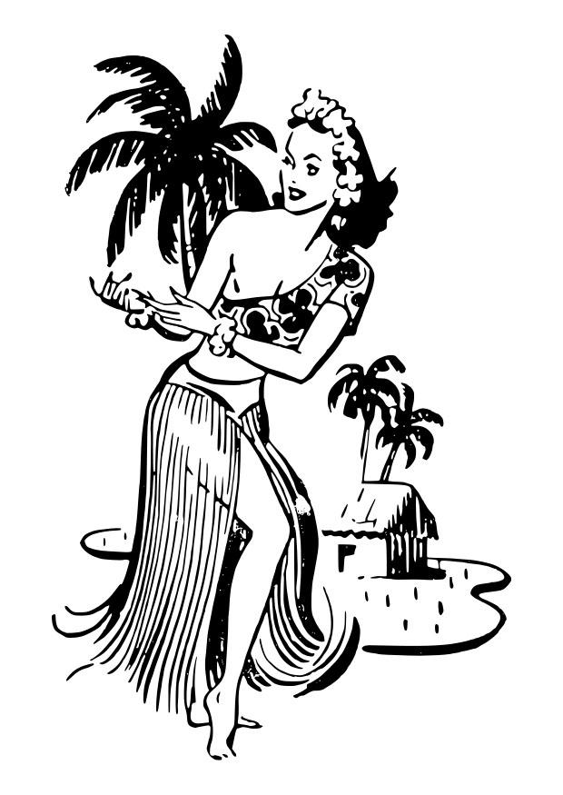 mujer de hawai Dibujo para colorear mujer de hawai