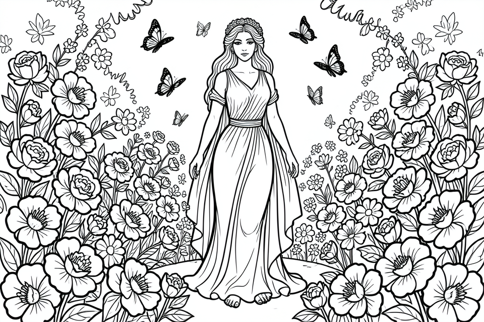 mujer en el jardAn Dibujo para colorear mujer en el jardAn