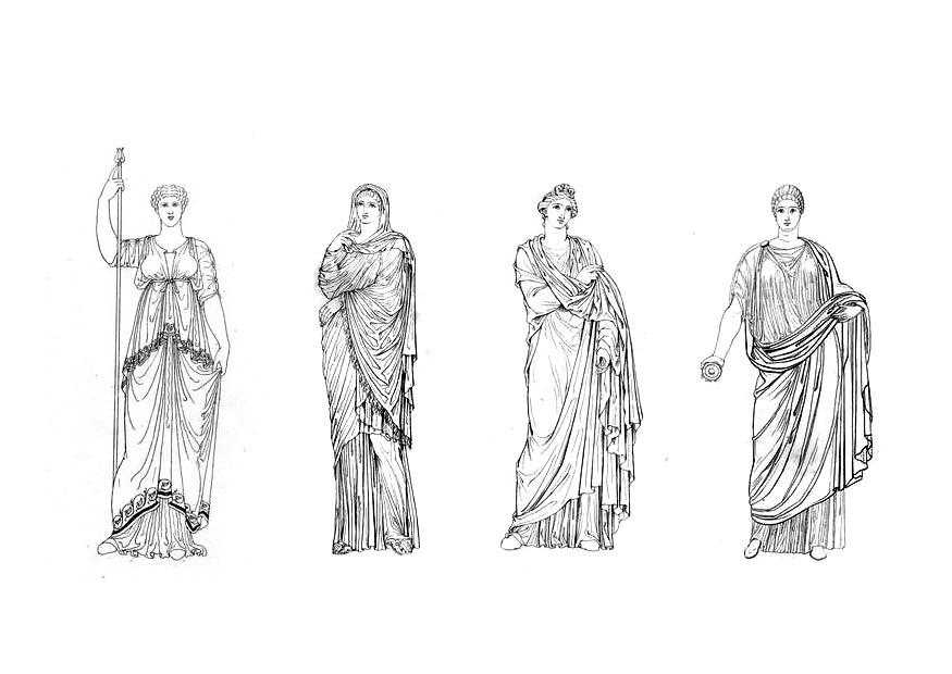 Dibujo para colorear mujeres romanas