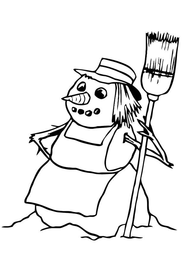 Dibujo para colorear muneca de nieve
